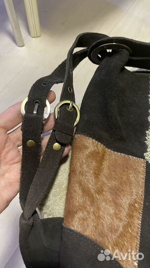 Сумка женская натуральная замша коричневая