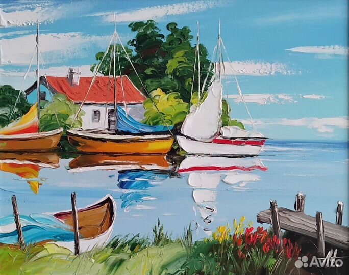 Картина маслом на холсте 40-50см морской пейзаж