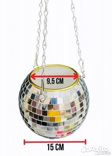 Кашпо из диско шара / кашпо из зеркальной мозаики