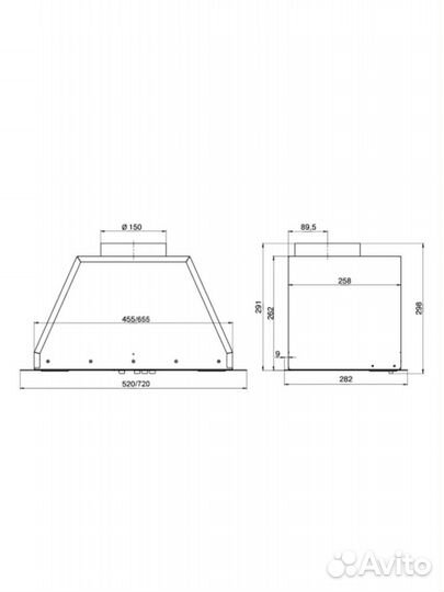 Вытяжка встраиваемая новая