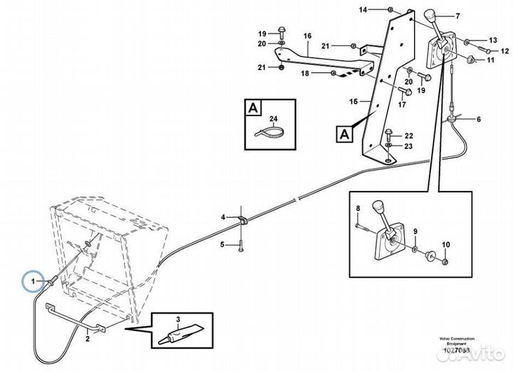 Тросик ручного газа 15197316 volvo BL 61 / 71