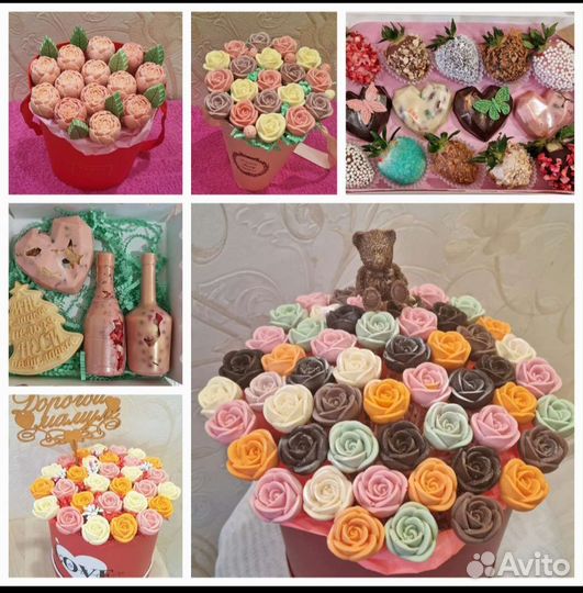 Шоколадные и клубничные букеты