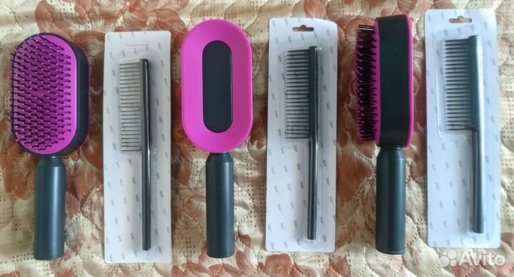 Расческа массажная 2в1 с гребнем самоочищающаяся