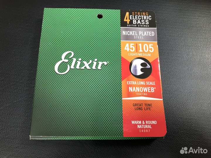 Струны для бас-гитары Elixir 45-105, 14087 nanoweb