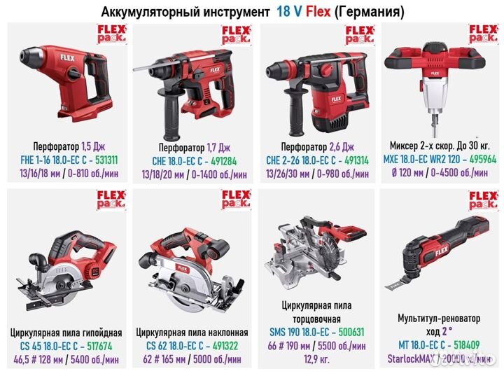 Аккумуляторный инструмент Flex 18 V c новинками