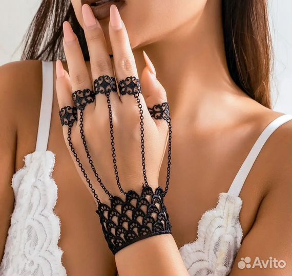 Новый слейв браслет черный кружевной, 2 шт