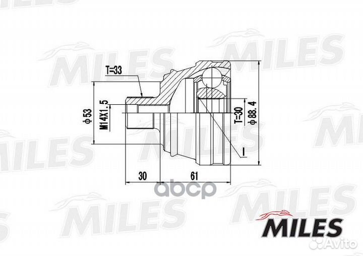 Шрус audi 80/90 1.6-2.3 86-96 нар. GA20015 Miles