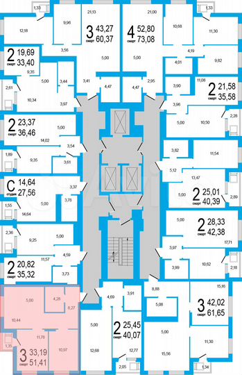 3-к. квартира, 51,4 м², 15/18 эт.