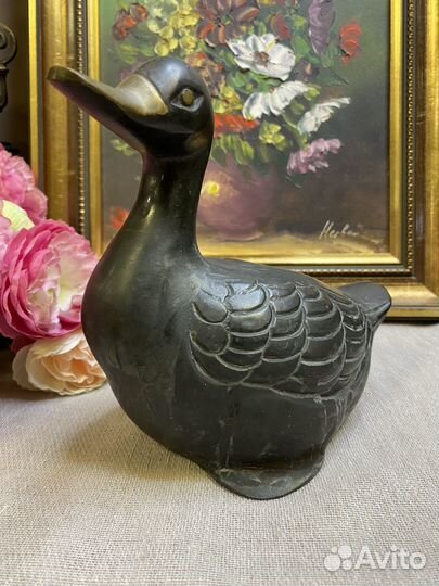 Старинная статуэтка утка бронза Европа Германия