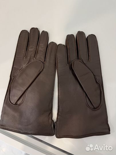 Мужские кожаные перчатки коричневые
