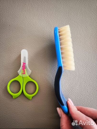 Расческа детская натуральная щетина,ножницы Lubby