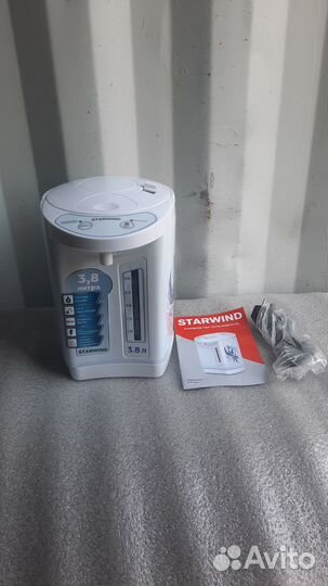 Термопот Starwind STP3402 3.8л. 800Вт белый/голубо
