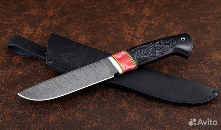 Нож Барракуда-2 сталь дамаск, рукоять черный граб
