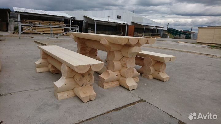 Сруб Садовой мебели из бревна для Бани