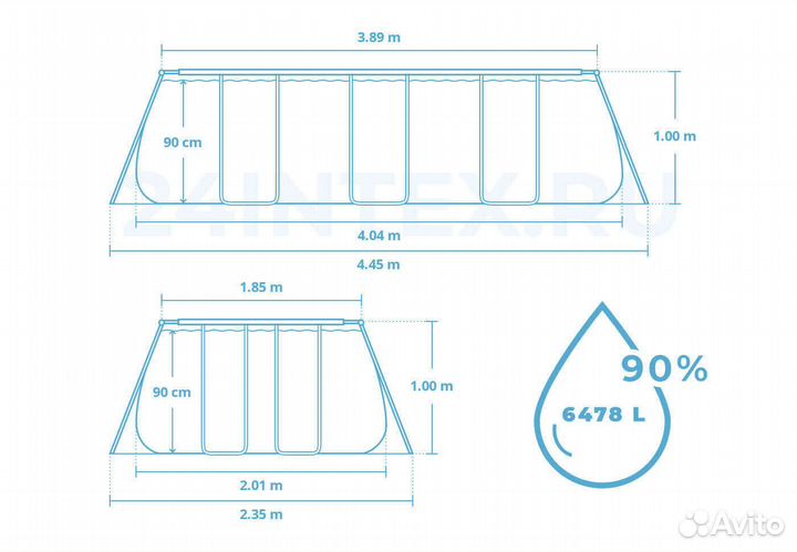Бассейн прямоугольный каркасный Bestway