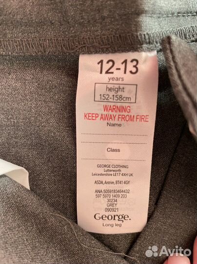 Новые Брюки школьные для девочки asda, 12-13
