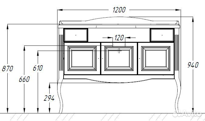 Тумба с раковиной Лаура 120см