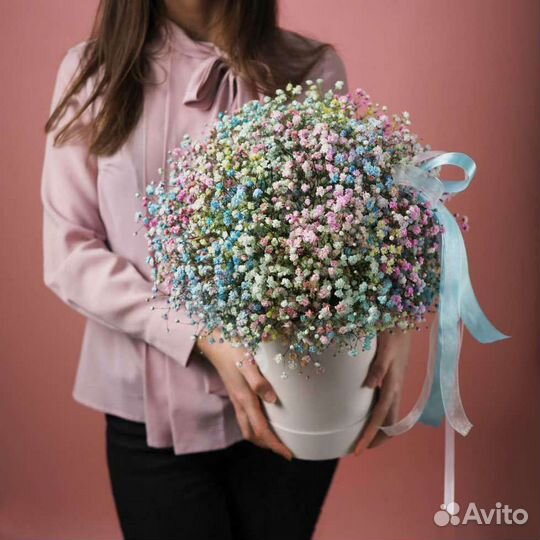 Гипсофила в большой коробке доставка цветы букеты