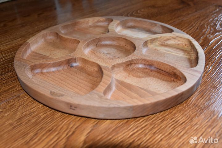 Менажница деревянная, 28 см. 2,4,5,7 секций, бук