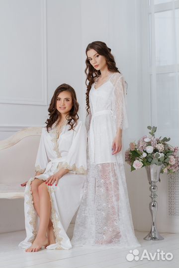 Кружевной халат свадебный на утро невесты