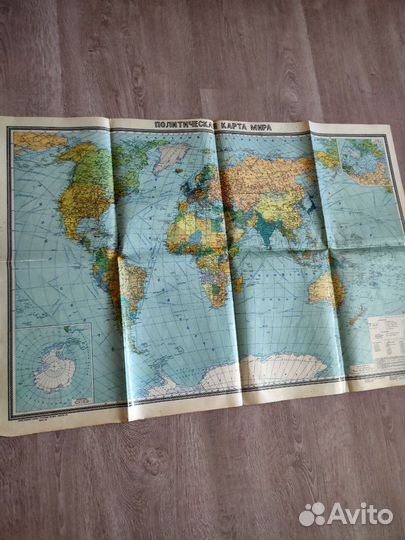 Карта настенная политическая 1973 года