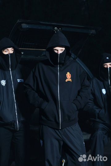 SCR secret ZIP-mask hoodie black V2
