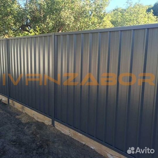 Забор из профнастила высотой 3 метра в Кинешме