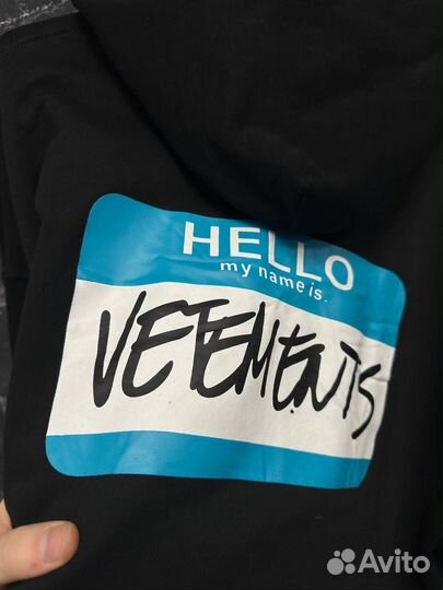 Зип худи vetements hello my name is
