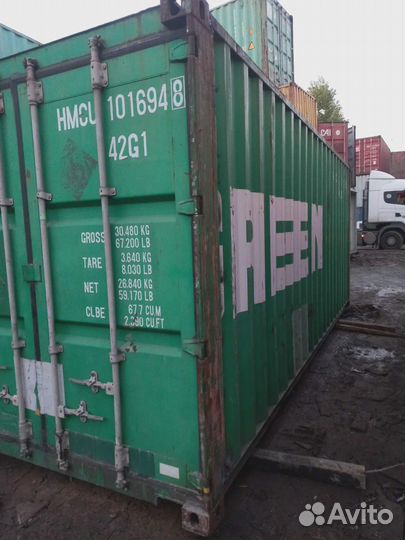 Морской контейнер 20 футов зеленый