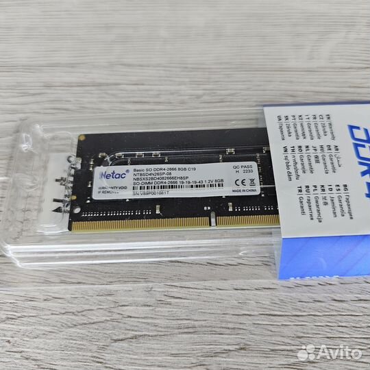 Netac Basic DDR4 8гб 2666мгц для ноутбуков SO-dimm