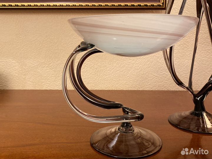 Вазы интерьерные цветное стекло 3шт