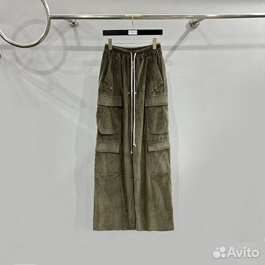 Штаны Rick owens cargo bella green velvet pants