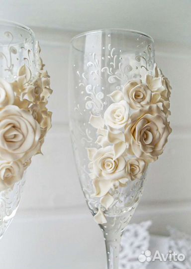 Свадебные бокалы ручной работы
