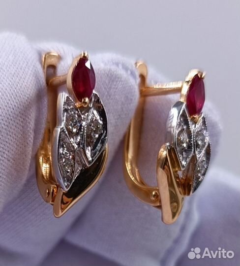 Золотые Серьги 585 пробы с бриллиантами. Рассрочка