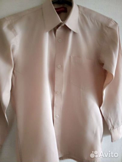 Рубашка школьная р.36, рукав 47 см светло бежевая