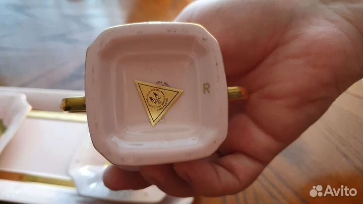 Кофейный набор розовый фарфор фабрика Haas и Cizek