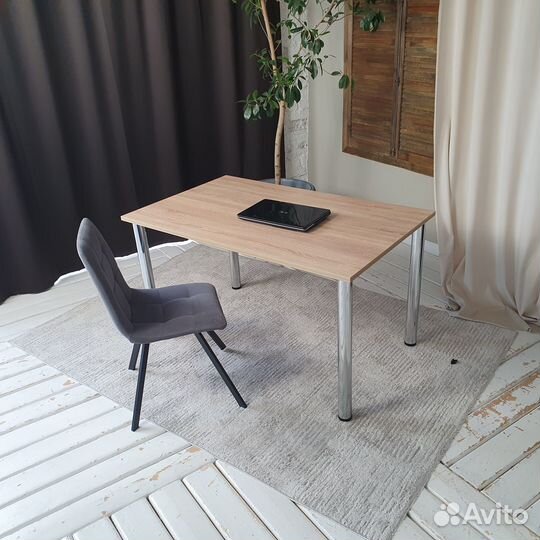 Письменный стол Дуб 130*80 см. Хром ножки