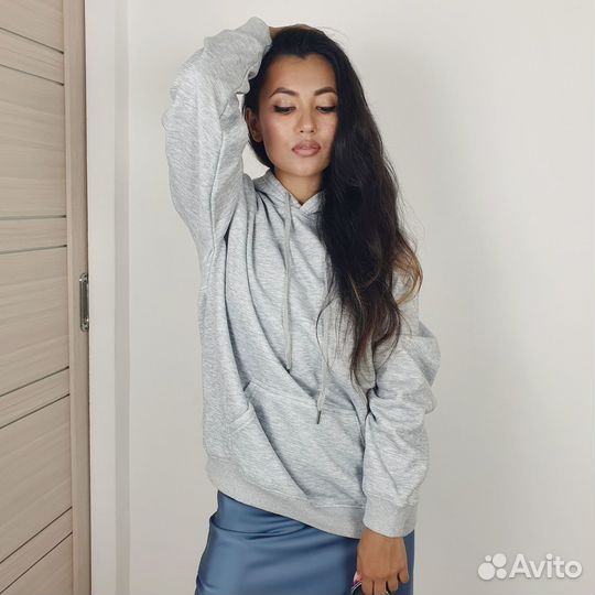 Однотонное утепленное худи