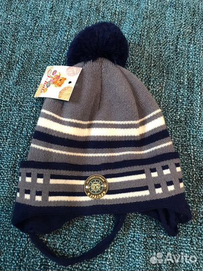 Шапка для мальчика Шерсть, акрил 1-2 года весна