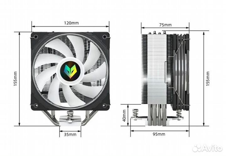 Кулер для процессора Coolmoon aosor AS400 130W, ar