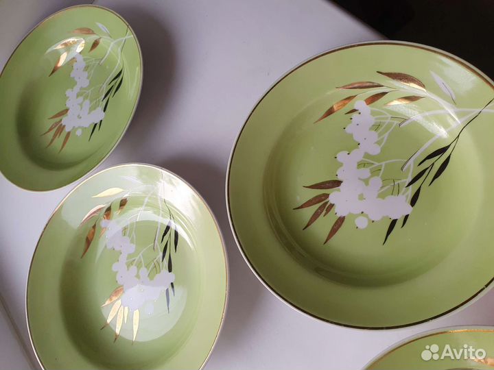 Тарелки глубокие 6 шт гроздь рябины Дулево1965