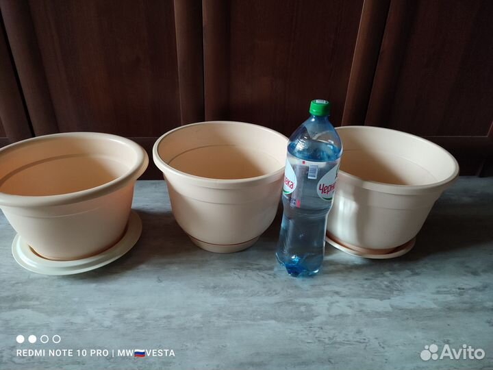 Горшок цветочный, пластик 7,5л - 6,3л