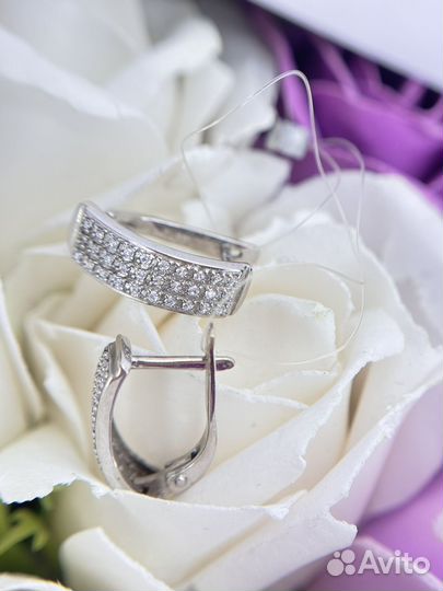 Серьги белое золото 585 новое