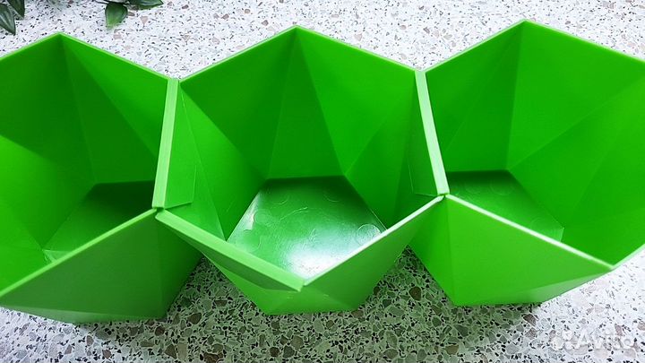 Горшок Кашпо «Пазл» для цветов 1 л (3 шт), зеленый