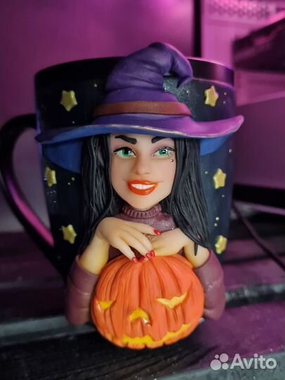 Кружка с декором из полимерной глины на заказ