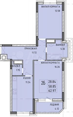 2-к. квартира, 63 м², 4/14 эт.