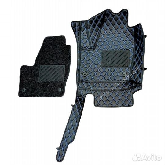 Коврики премиум Solaris (2) +ковры пвх. Чёрн/син