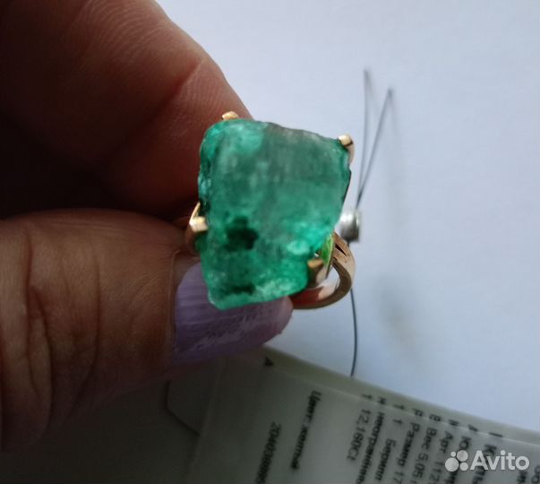 Кольцо с прозрачным бериллом 12 ct 17, 17,5