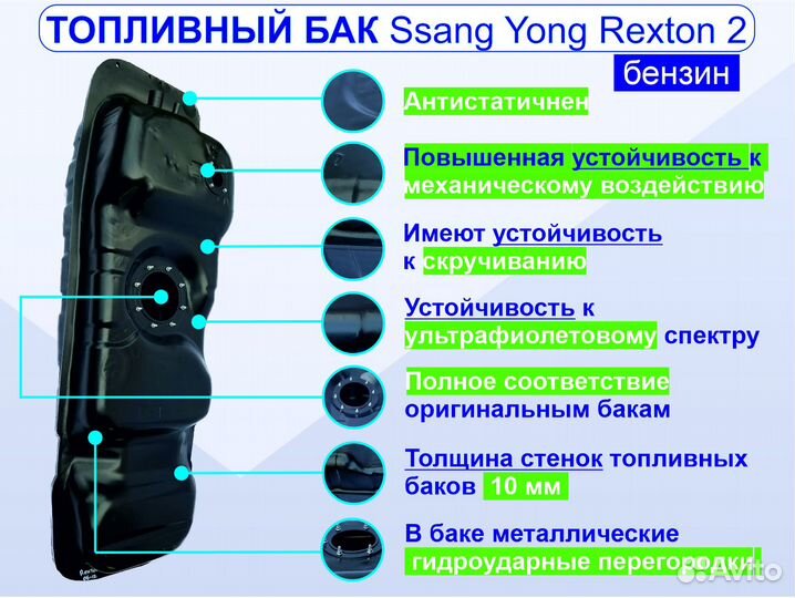 Бак топливный Ssang Yong Rexton 2006-2012 (бензин)
