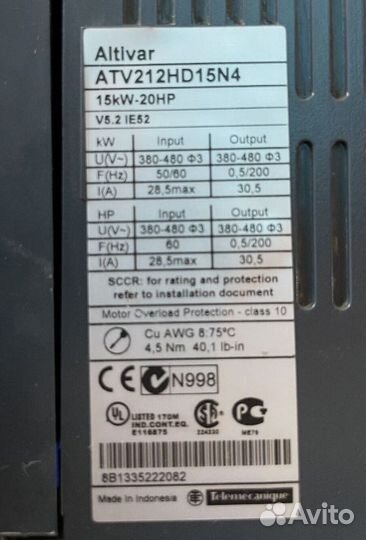 Преобразователь Schneider Electric ATV212HD15N4